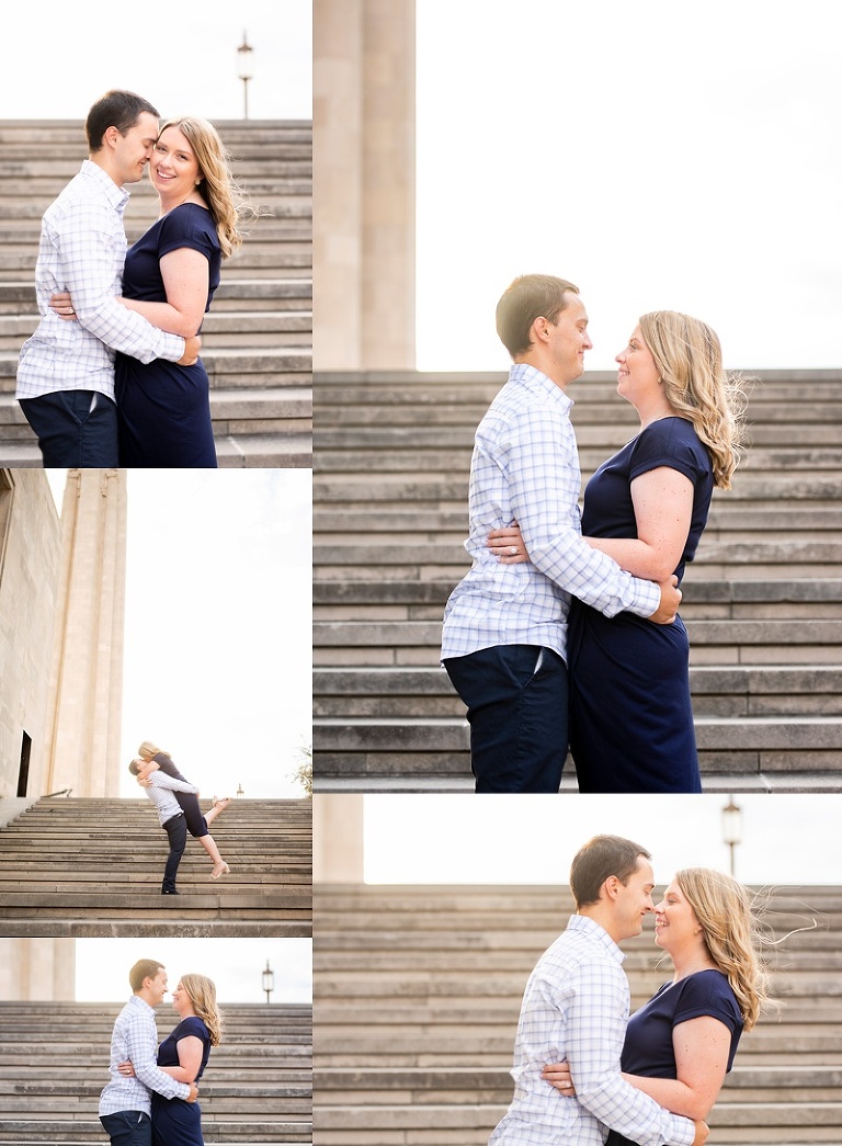 Couple at their engagement session in Kansas City mo downtown liberty memorial with Kansas City best photographer Susy photo