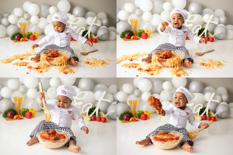 Kansas City Photographer Susy Photo in her studio with Peal for her kitchen themed session