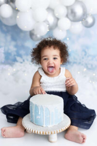 Cake Smash Photographer Winter Wonderland theme ideas wintery birthday styles Kansas City_